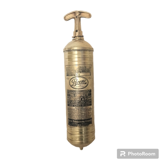 Antique Pyrene Brass Handpump Boat Auto Fire Extinguisher 13" Beautiful! - Picture 1 of 8